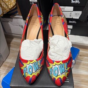 INC International Concepts Red Embellished 'Pow!' Pointed Toe Flats